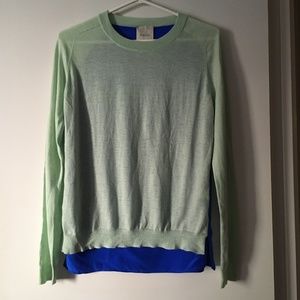 MASON 100% Cashmere Mint Green Sweater 100% Silk Blue Back S